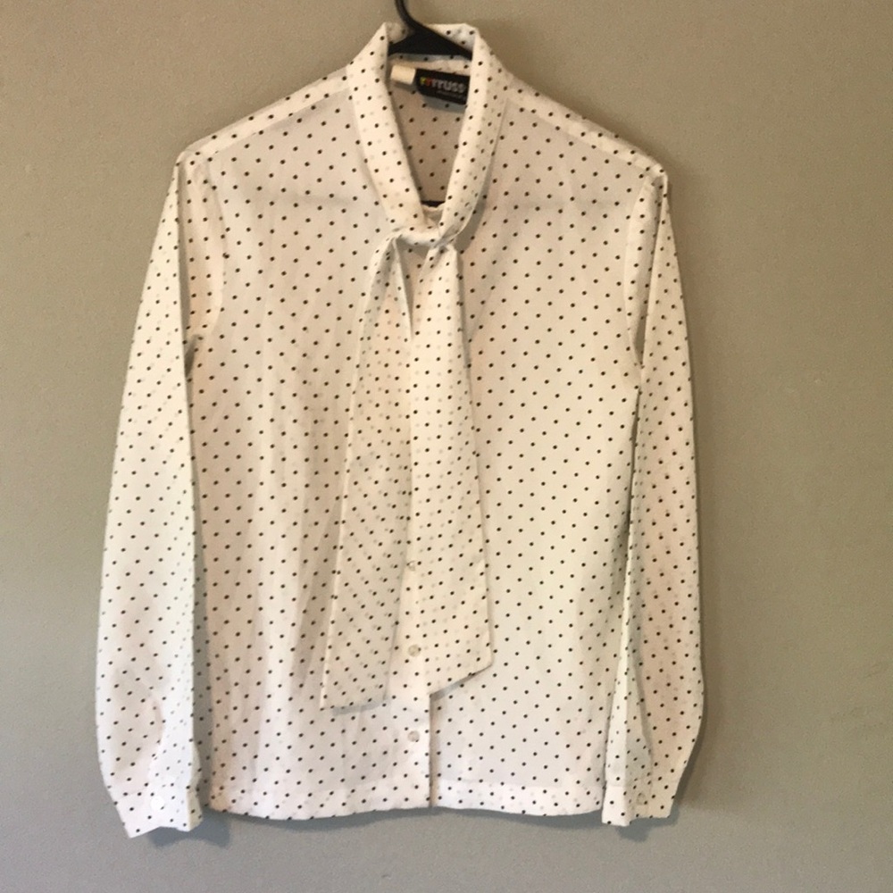 Vintage white and black polka dot blouse by Ross Togs, Inc